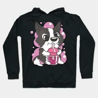 Border collie dog bubble tea Hoodie